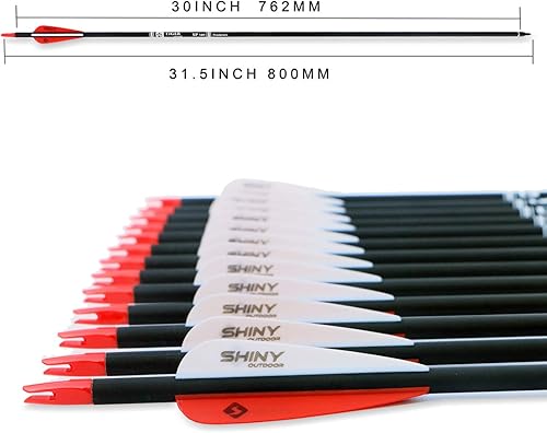 Miniatura 39 de Flecha de carbono de 30 pulgadas con puntas extraíbles para arco compuesto y recurvo (paquete de 12 unidades)