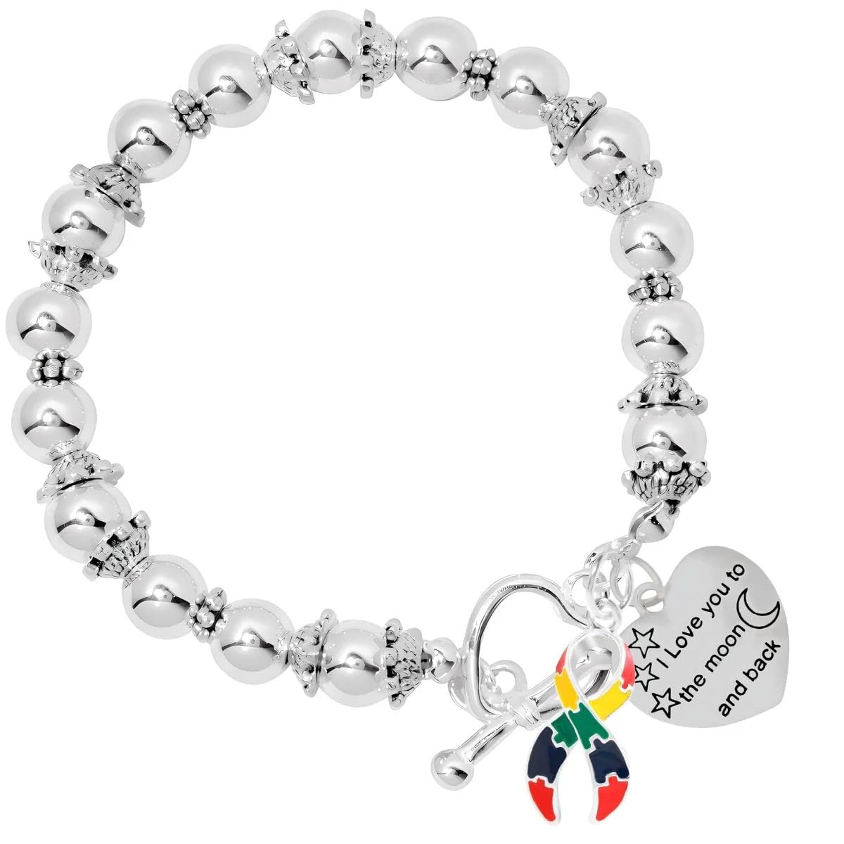 Autism Awareness Beaded Bracelets - I Love You to The Moon and Back Bracelet – Perfect for Awareness, Gift-Giving, Fundraising &amp; More!