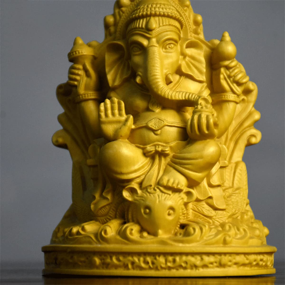 Amazon.co.jp: ガネーシャの置物 ツゲの木彫り インドの神様 象 仏像 