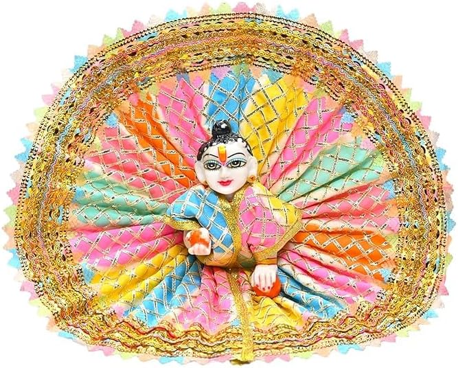 Laddu Gopal Designer Dress,Handmade Embroidery | Work | Beautiful Finish (Multicolour) Size 6