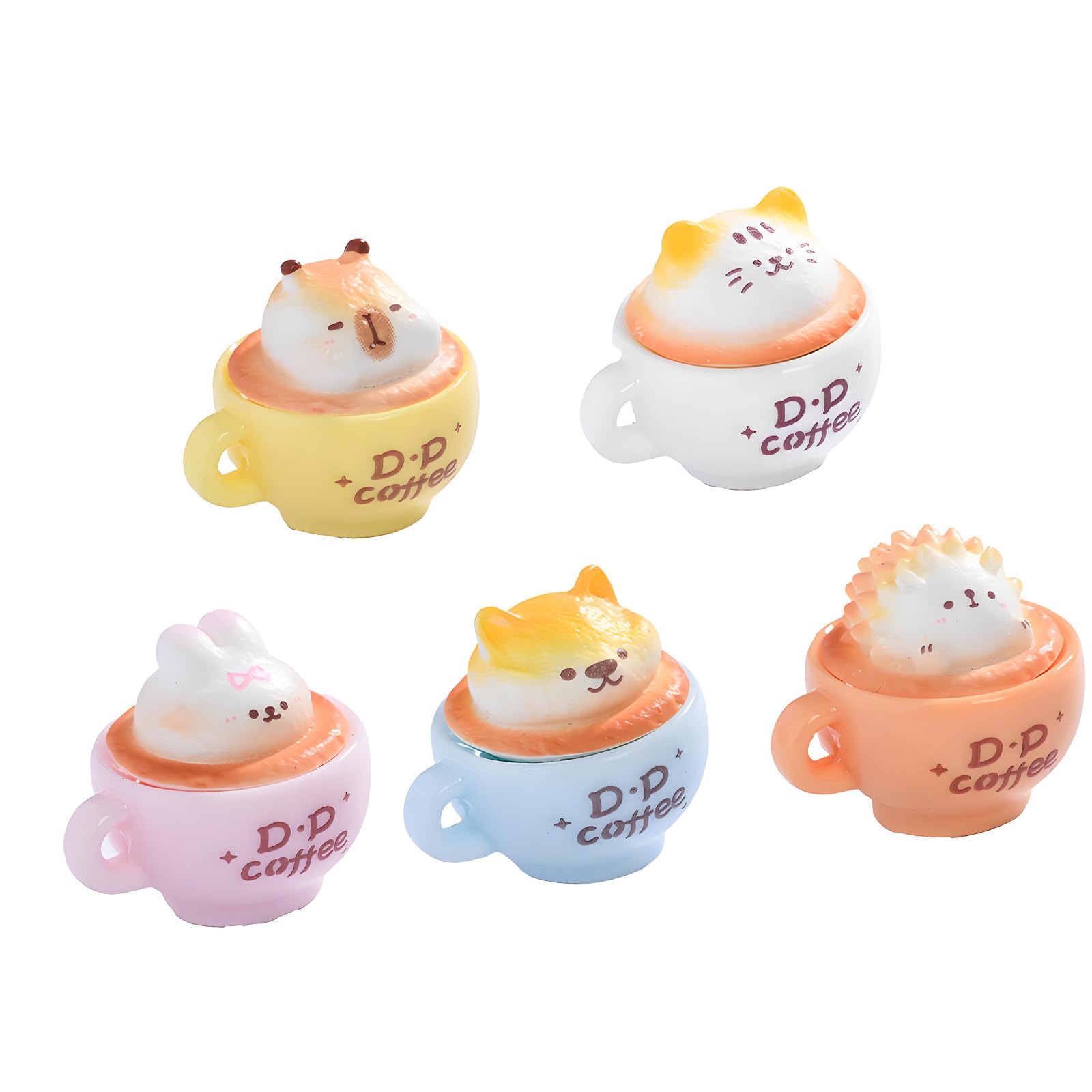 alloneslife 5Pcs Tiny Minis Resin Dog Figurines for Fairy Garden Decorations, Miniatures Dollhouses Accessories, Ornaments Minis Resin Cats