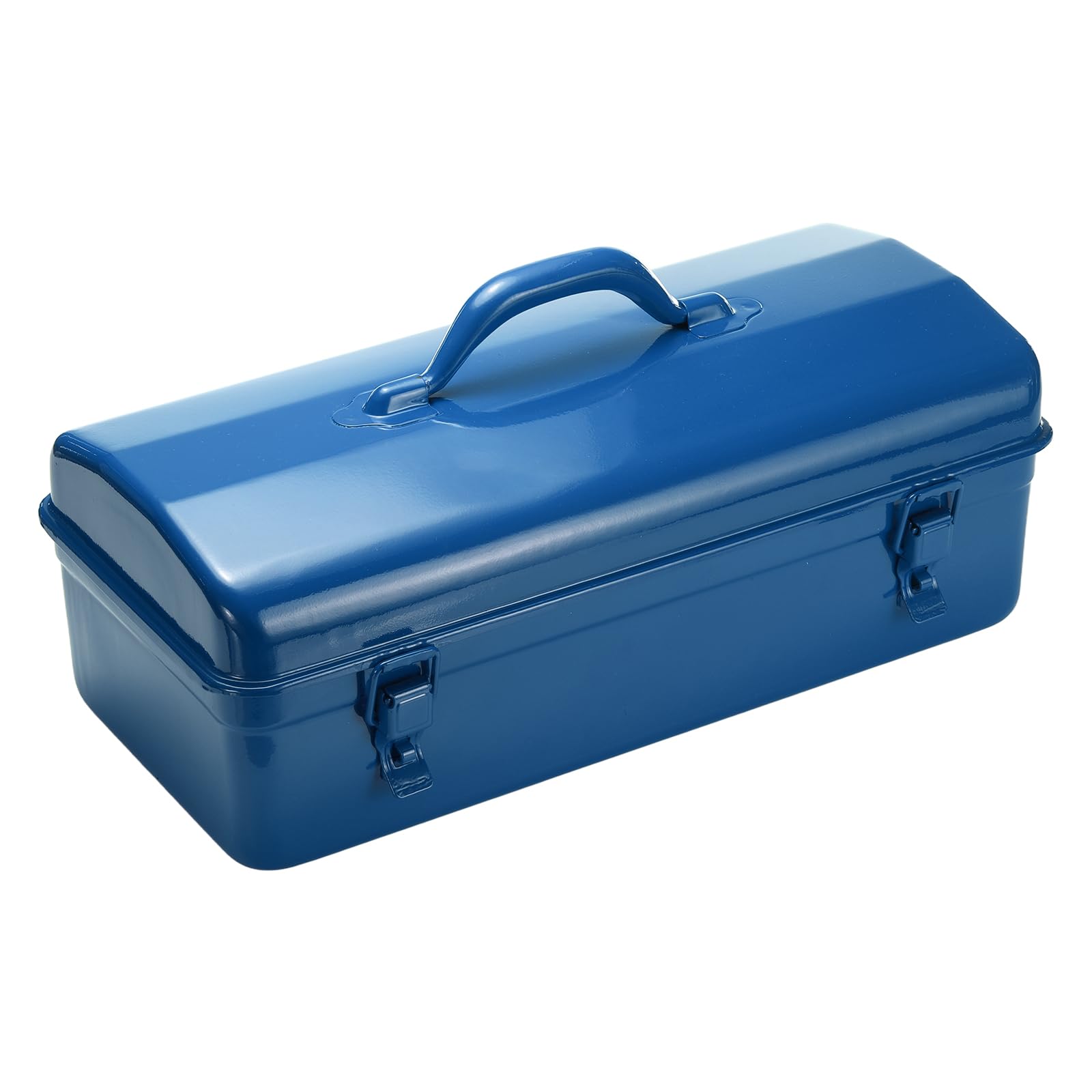 sourcing map Portable Steel Tool Box, 16.4" x 7.7" x 3.9" with Handle Double Metal Latch Trunk Tool Storage Box Metal Organizer Mountain Toolbox for Garage Warehouse Workshop Household, Blue