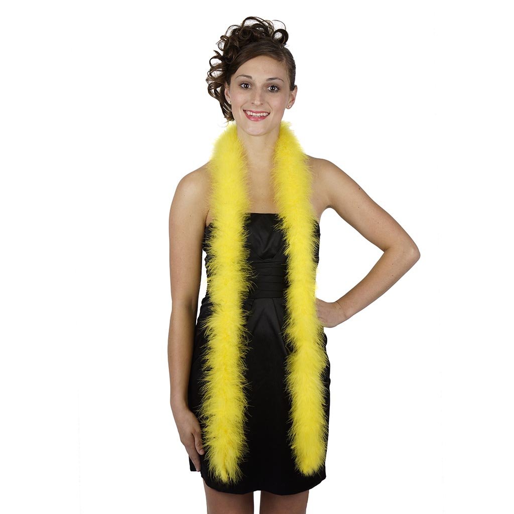 ZUCKER Boa en plumes de marabout de 1,8 m – Boa costume de couleur unie – Boa artisanal doux – Boa lourd de 7,6 cm pour cosplay – Doré/jaune