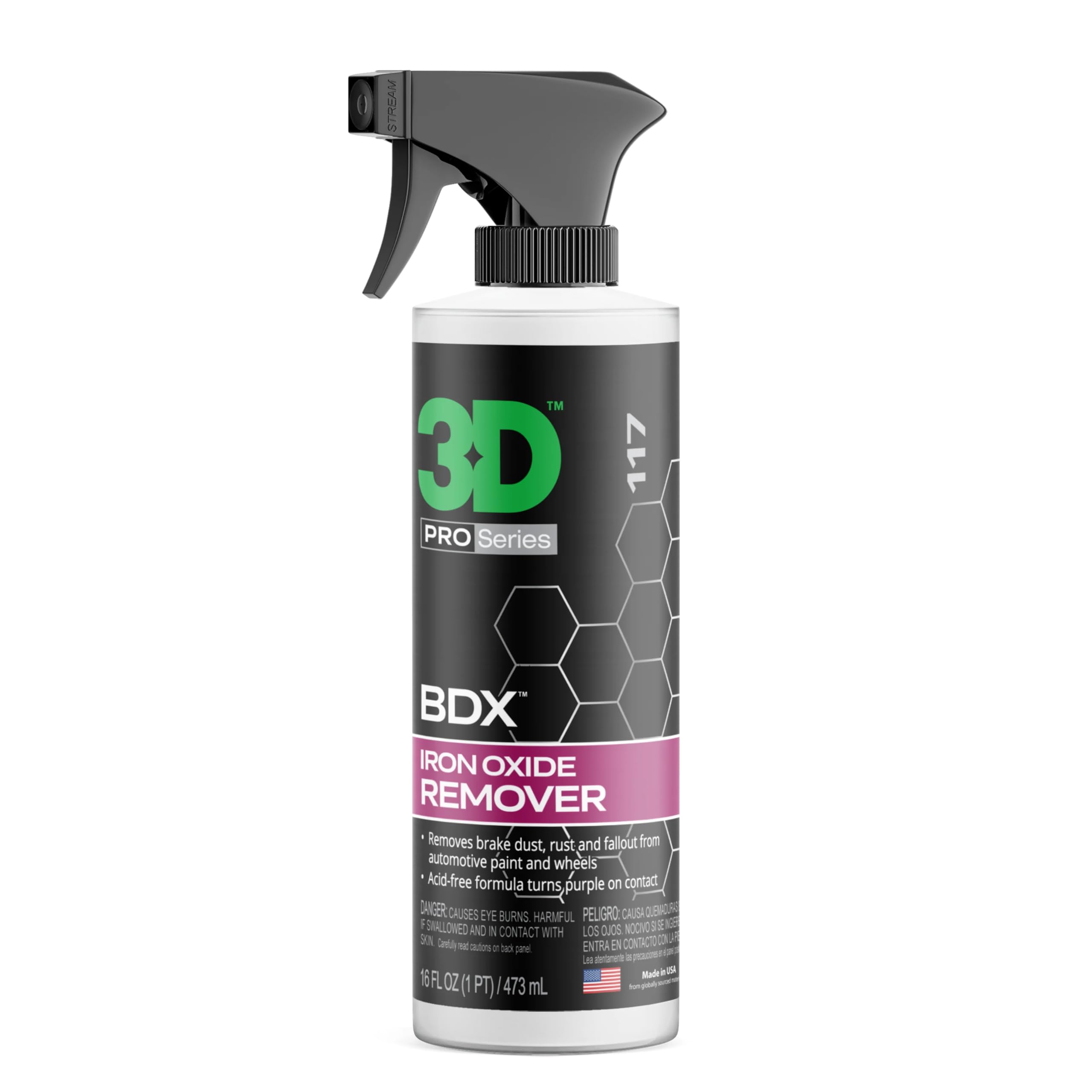 3D BDX Iron Remover β Fast Acting Fallout & Brake Dust Cleaner | Purple Color-Changing Spray for Wheels & Paint | Acid-Free | Made in USA | Car Detailing | 16 oz