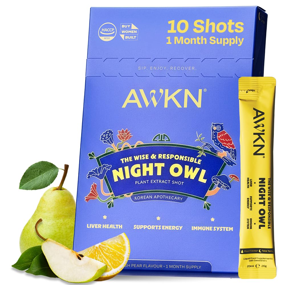 AWKN Bebida de hierbas con sabor a pera, paquete de 10 chupitos de 0.5 onzas líquidas, bebida funcional