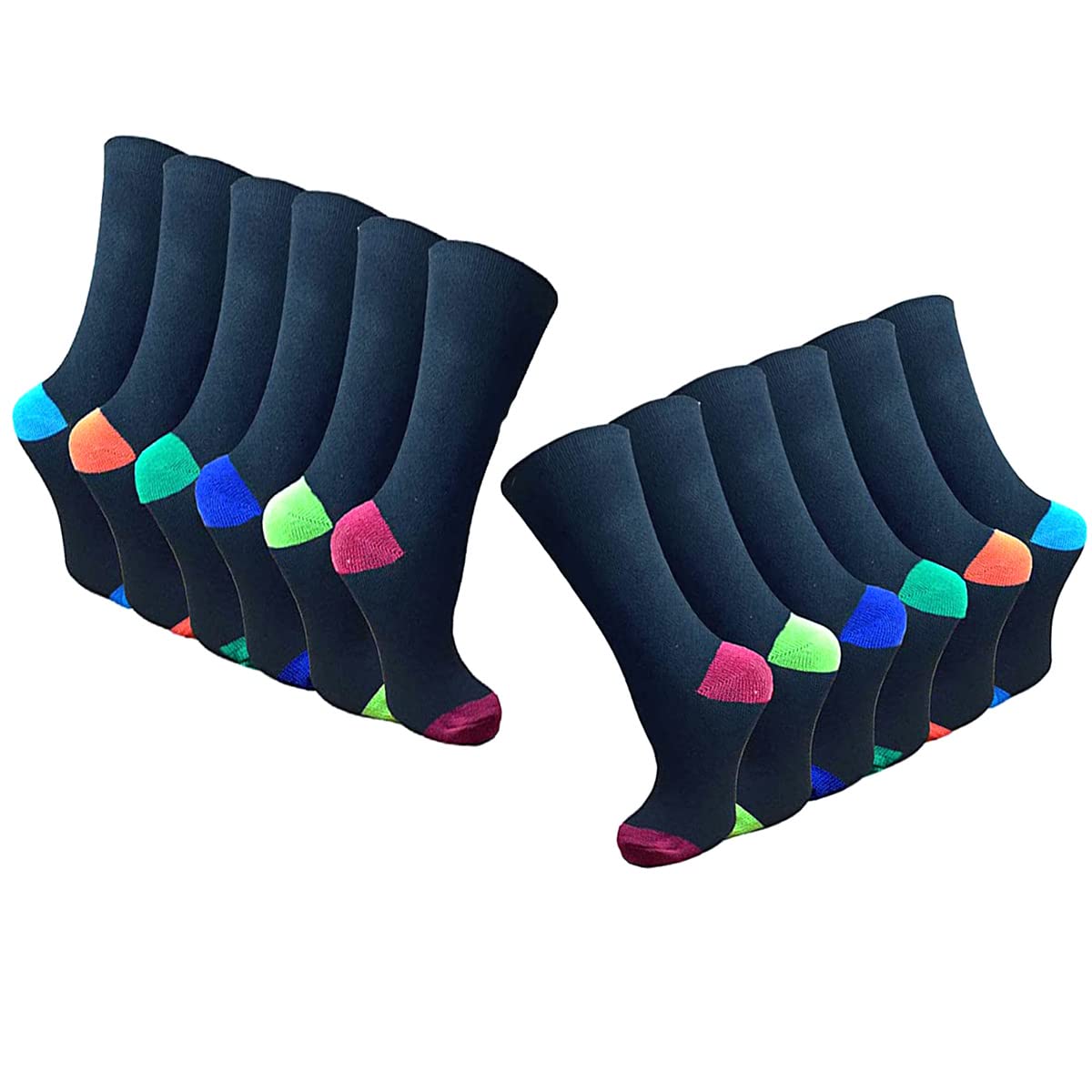 Mens Socks (12 Pairs) Cotton Rich, Comfortable, Breathable, Designer Mens Socks (Plain Heel&Toe)