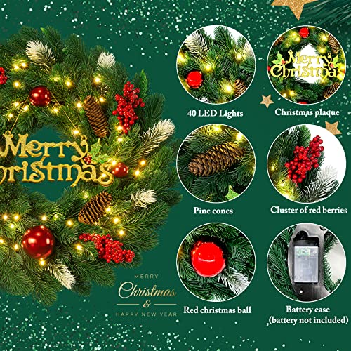 18-Inches-Pre-Lit-Artificial-Christmas-Wreath-Lighted-Christmas-Wreaths-for-Front-Door-with-Battery-Operated-45-LED-Lights-Outdoor-Christmas-Wreath-Decorated-with-Pine-Cones-Berry-Clusters 18 Inches Pre Lit Artificial Christmas Wreath Lighted Christmas Wreaths for Front Door with Battery Operated 45 LED Lights Outdoor Christmas Wreath Decorated with Pine Cones Berry Clusters