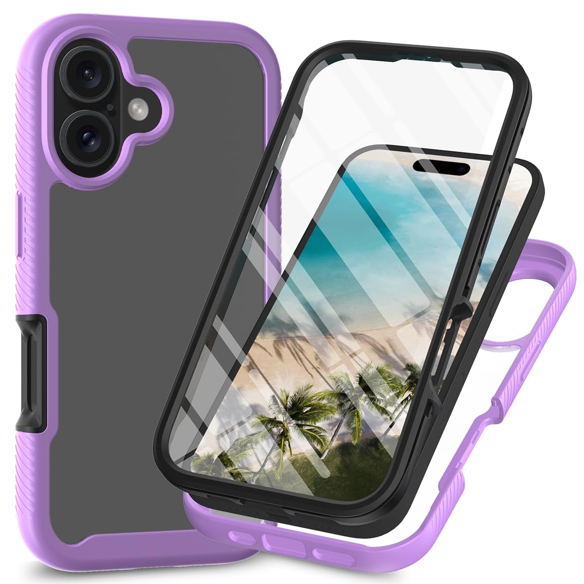 Sawiqpd for iPhone 16 Plus Case with Built-in Screen Protector