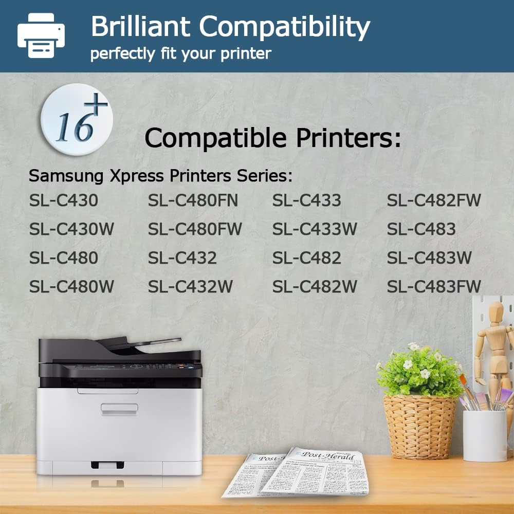 Leize Compatible Toner Cartridge Replacement for Samsung 404S CLT-404S to use for Xpress C480FW C430W SL-C430W SL-C480FW SL-C480FN Printer CLT-K404S CLT-C404S CLT-M404S CLT-Y404S [KCMY-4 Packs]