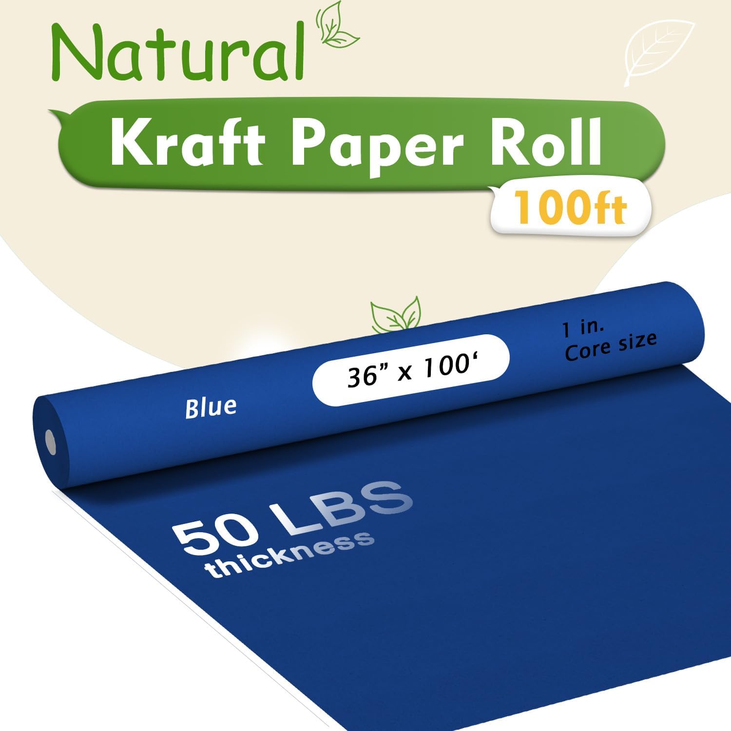 BAIJIALI 36" x 2,400" (200') Kraft Paper Roll for Craft Bulletin Board Paper Art Table Covering Crafting Gift Wrapping Bouquet Packing Parcel (Blue, 36" x200')