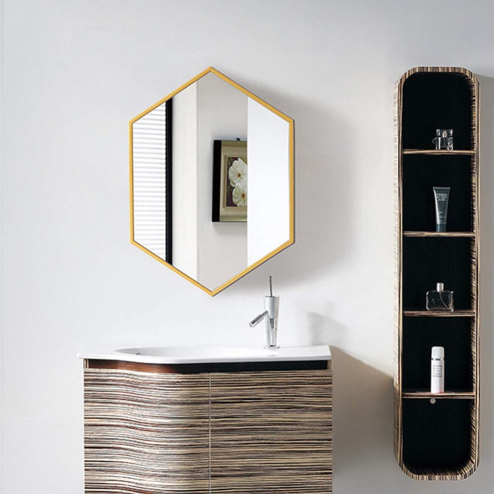 XINYU Espejo De Maquillaje Minimalista Hexagonal De Hierro Forjado Xquisito Espejo De Maquillaje para El Hogar De Belleza Montado En La Pared Adecuado para Cualquier Estilo De Hogar Moderno,Black