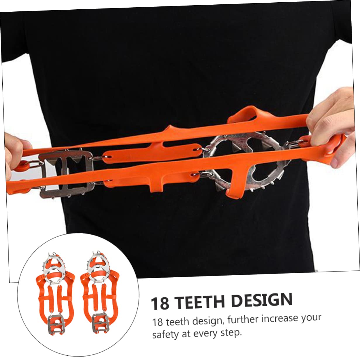 JEWEDECO 18 Teeth Ice Crampons for Shoes Winter Outdoor Ice Grippers Snow Cleats