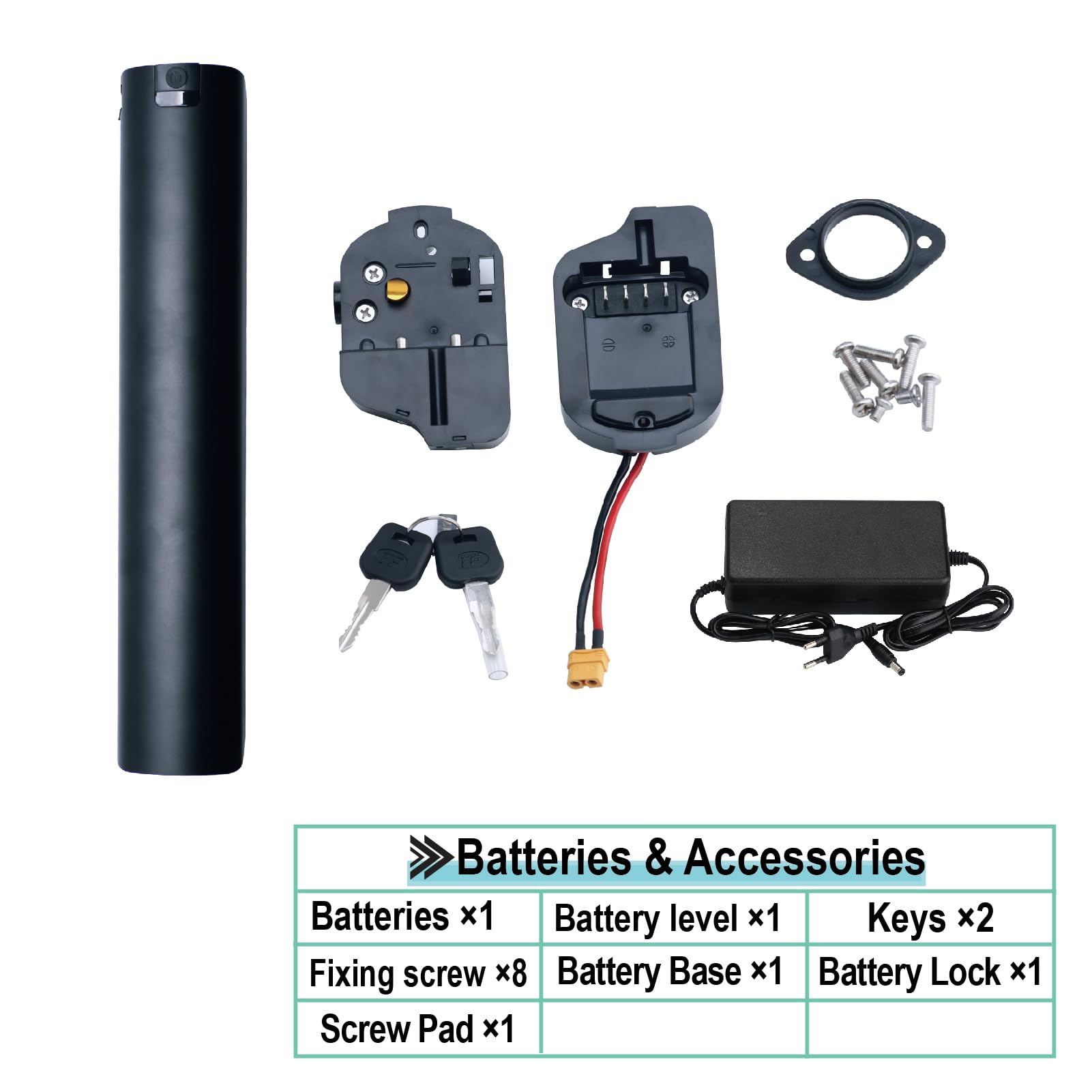 Batería Ebike 36V 18Ah de Litio, Repuesto para Bicicleta Urbana ESKUTE-Bike Polluno, con Cargador y Sistema BMS(36V 18Ah)