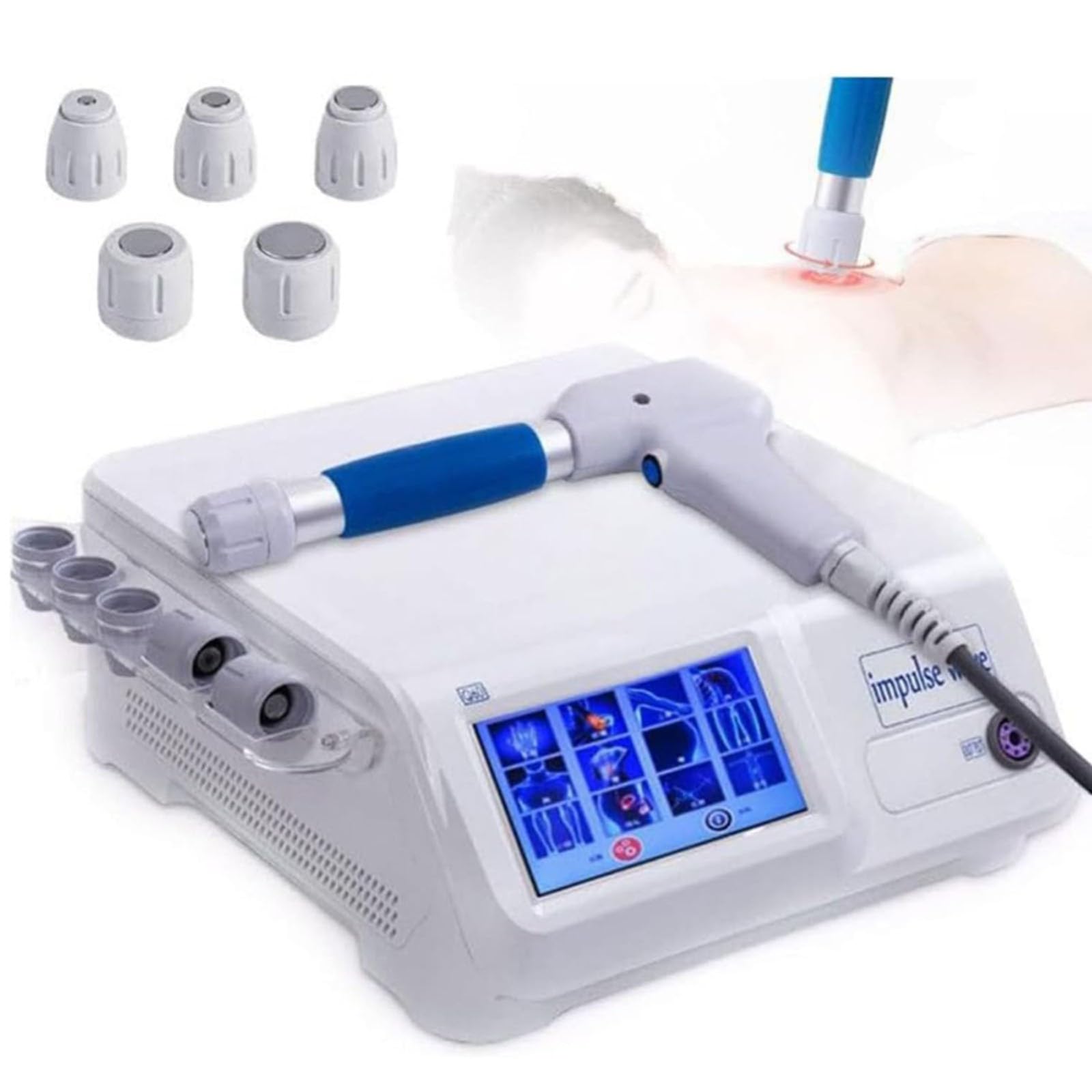 Macchina Per Terapia Ad Onde D'urto, ED Fisioterapia Pneumatica Ad Onde D'urto Massaggiatore Muscolare Profondo Per Alleviare Il Dolore Muscolare Con 5 Teste Di Massaggio Per Disfunzione Erettile