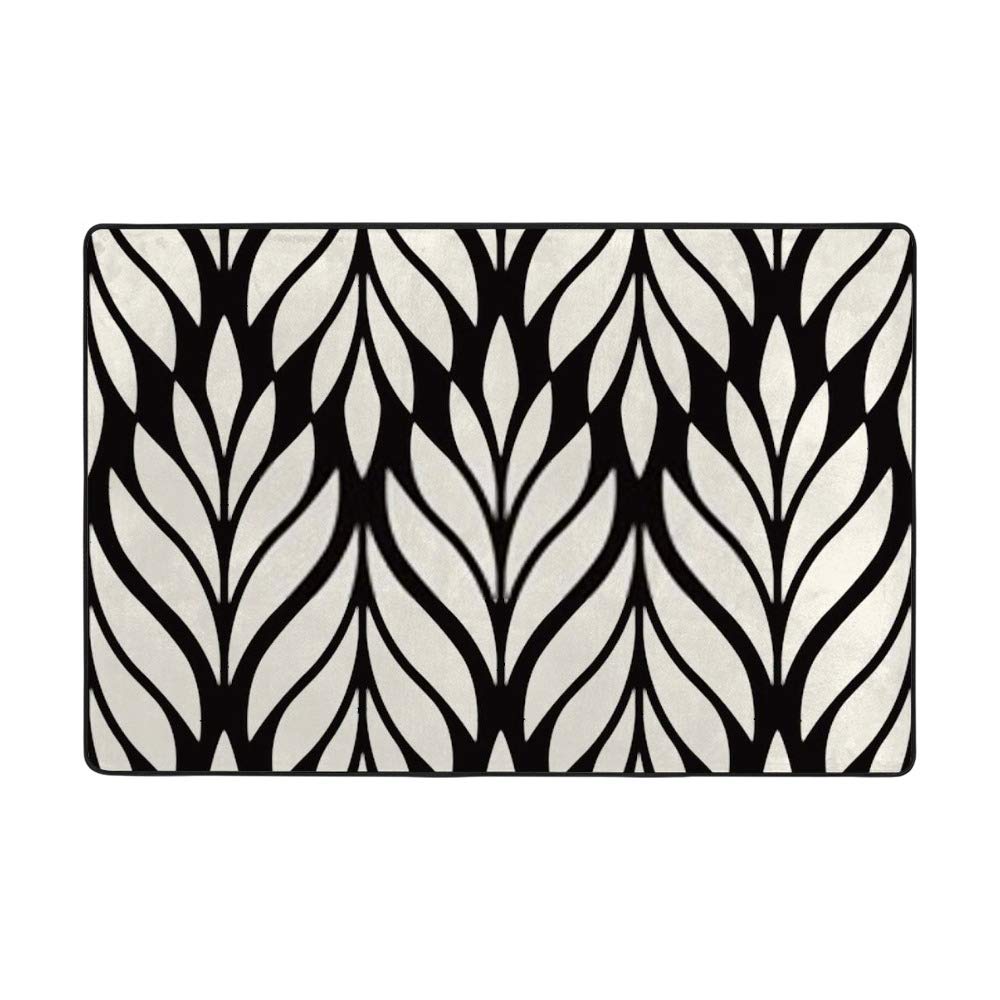 Tapis corail anti-pli en velours et coton stretch - Tapis de sol feuilles blanches