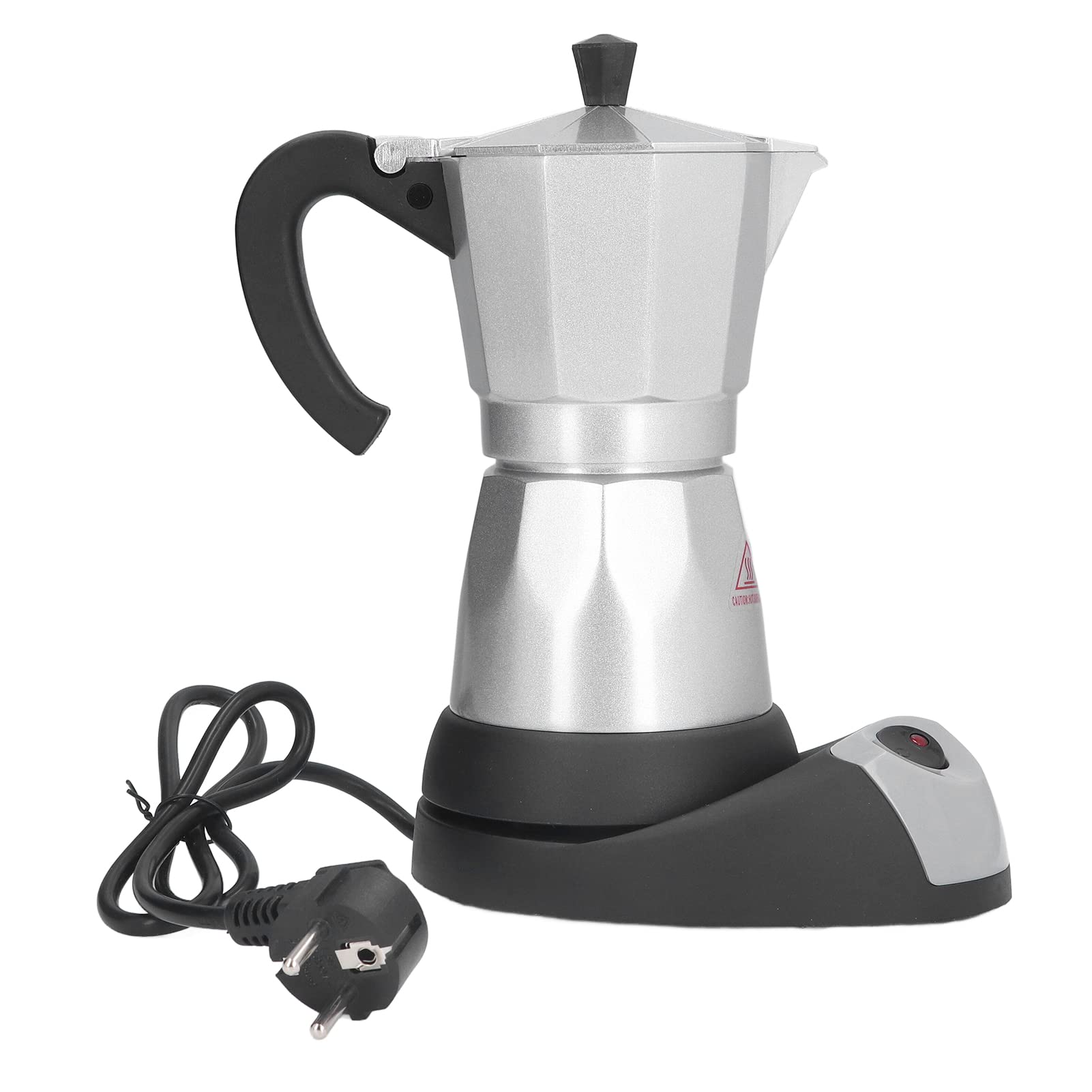 BuyWeek Elektryczny zaparzacz do espresso, 480 W, elektryczna maszyna do espresso, aluminiowy dzbanek Moka Pot 300 ml, wtyczka EU 220 V-240 V