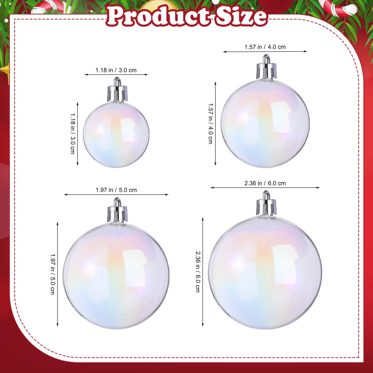 Housoutil Palla Di Natale 18 Palline Di Plastica Iridescenti Palla Di Natale Fai Da Te Appesa All'albero Di Natale Ornamenti Natalizi Infrangibili Per La Festa Di Natale Matrimonio