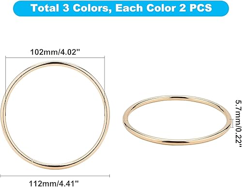 Miniatura 3 de PH PandaHall Reemplazo de 6 asas de anillo para bolso, suministros de mango de bolso de 4.4 pulgadas para ganchillo y fabricación de bolsas, 3