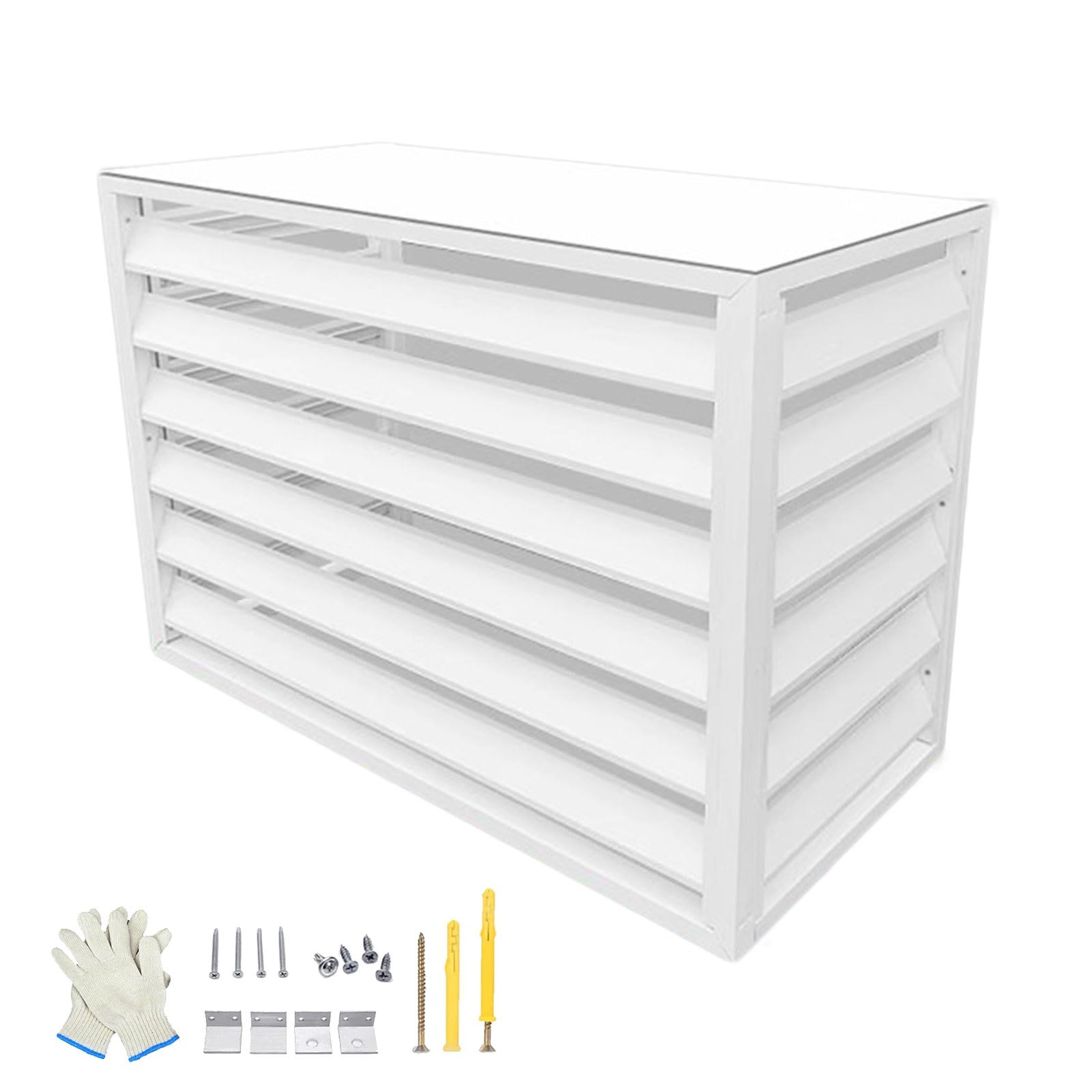 Aluminiowa osłona klimatyzatora na zewnątrz, panele ogrodzeniowe, ochrona ogrodu, patio, odporna na warunki atmosferyczne, obudowa klimatyzatora, biała, 120 x 70 x 150 cm (47 x 28 x 59 cali)