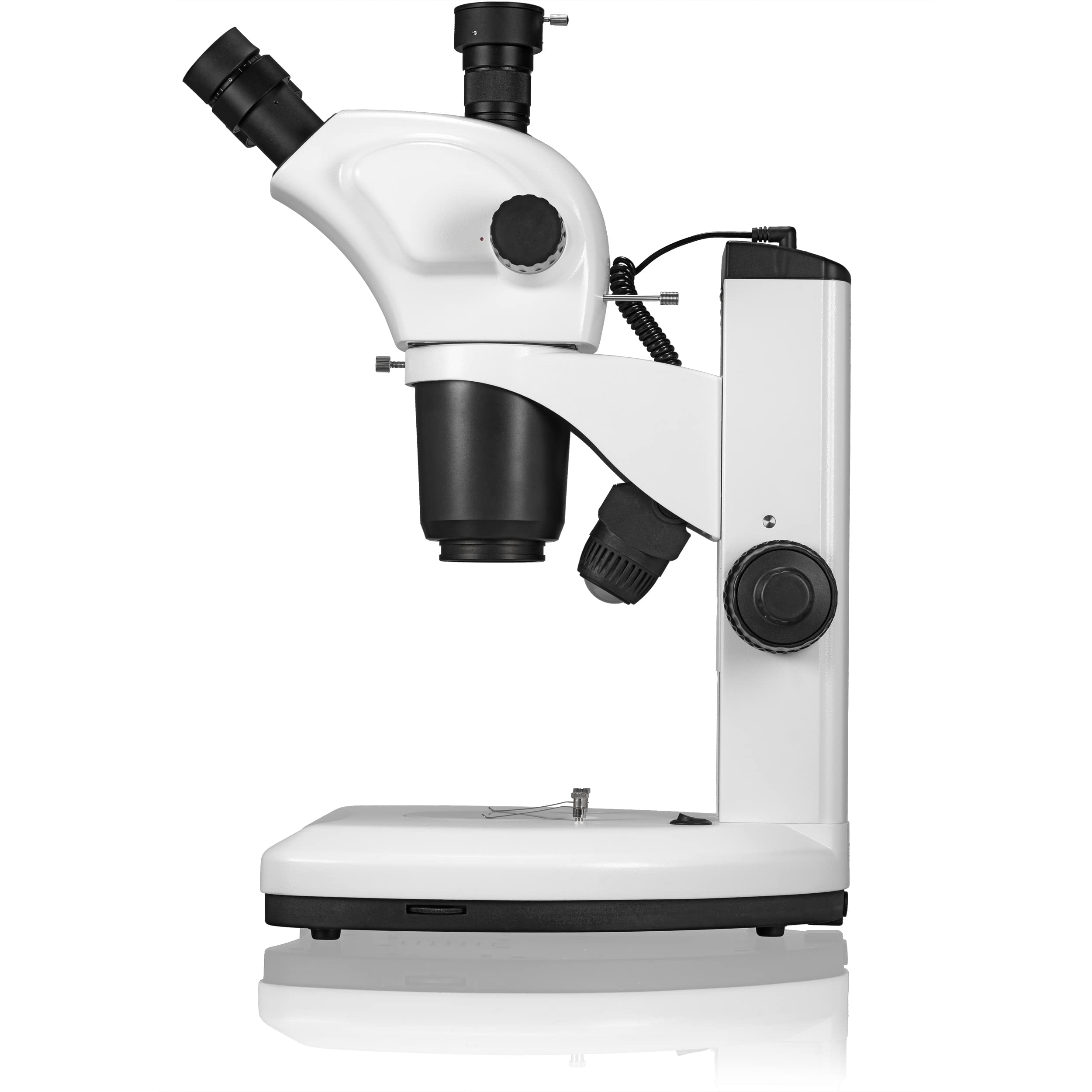 Bresser Science ETD-301 - Microscopio estéreo (7-63x, Gran Distancia de Trabajo (100 mm) y Conector para cámara) | Trinocular, Luz incidente y transmitida, Distancia de trabajo 100 mm, Enfoque grueso y fino, Adaptadores T2 y C Mount