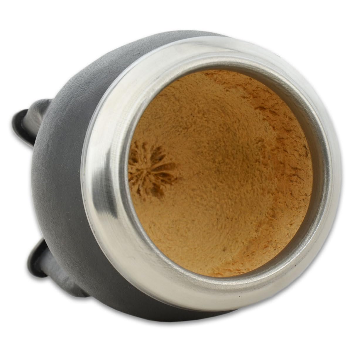 Mate de Calabaza Uruguaya Torpedo Forrado en Cuero - Artesanal, Virola de Acero Inoxidable - Curado Manual - Marrón/Negro