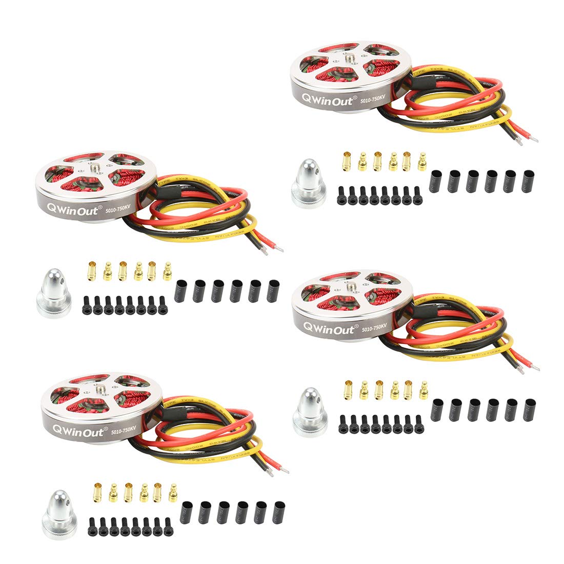 QWinOut 5010 350KV/750KV Brushless Motor High Torque for DIY RC Drone Kit MultiCopter Quadcopter (750kv,4 Pcs)
