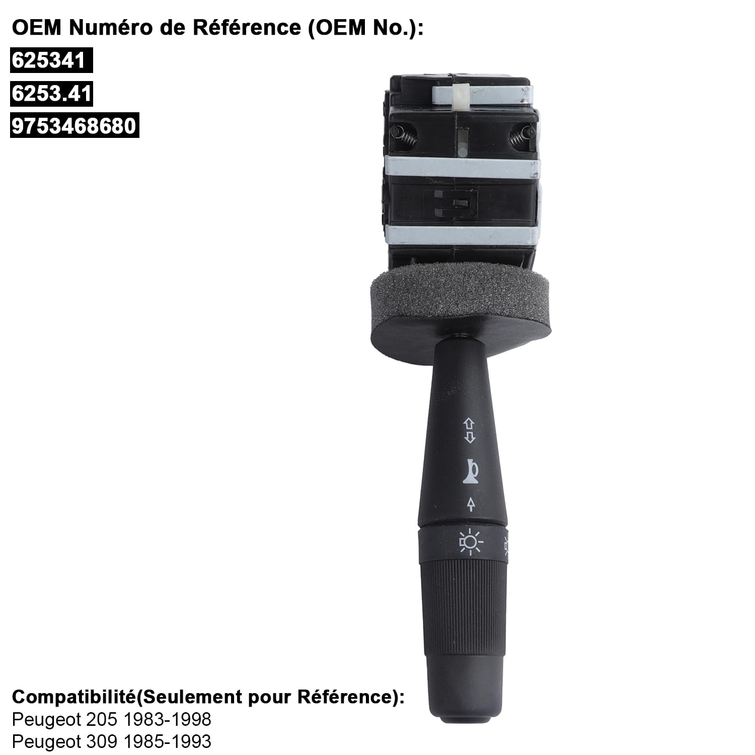 YAOPEI Commodo pour Peugeot 205 et Peugeot 309 (1987-1998) Commande Phares Clignotants Feux Phares Clignotants Klaxon 625341