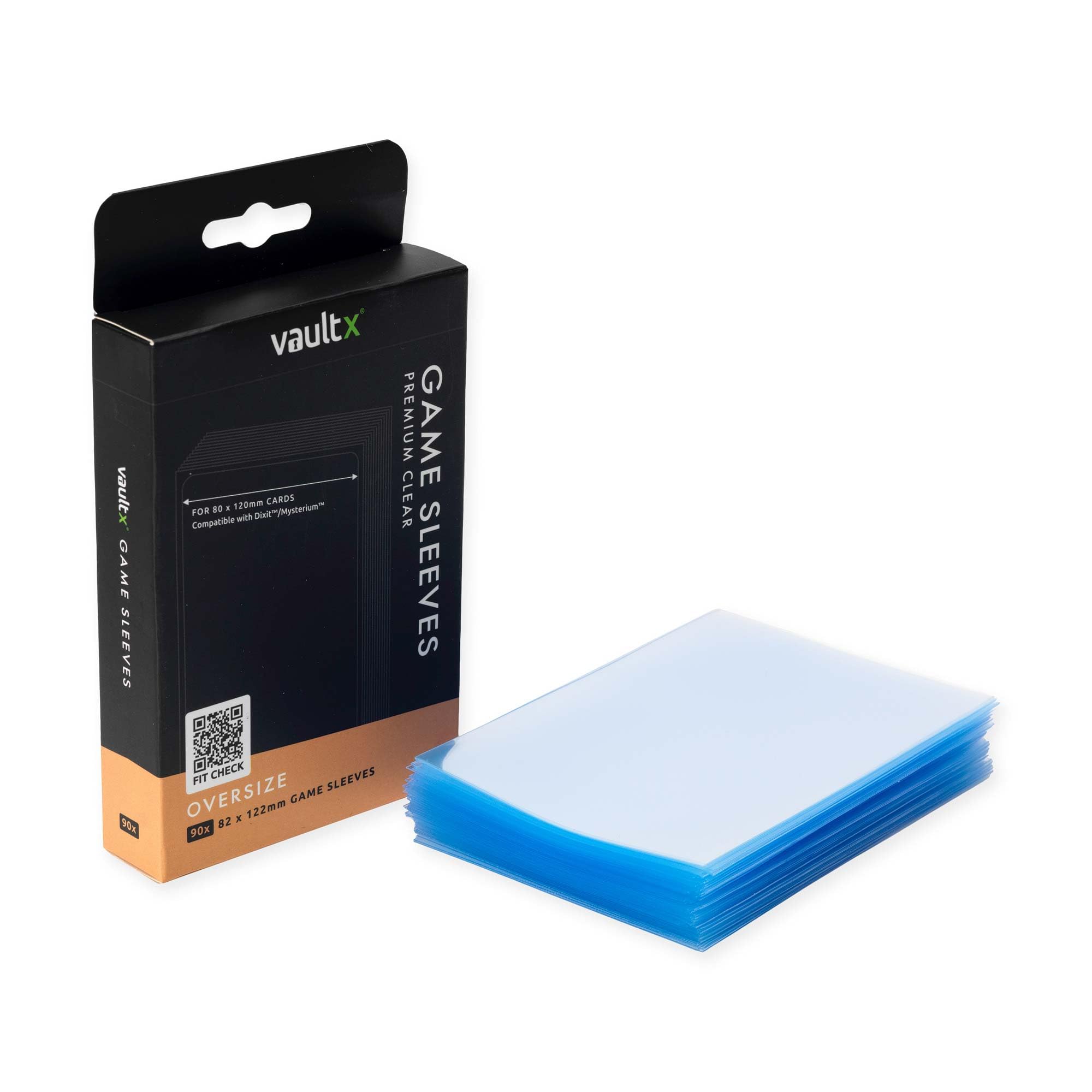 Vault X Oversize Board Game Sleeves 80x120mm (Compatible with Dixit) - Clear Premium Quality, Non-PVC, Durable and Long-Lasting Protection (90pcs)