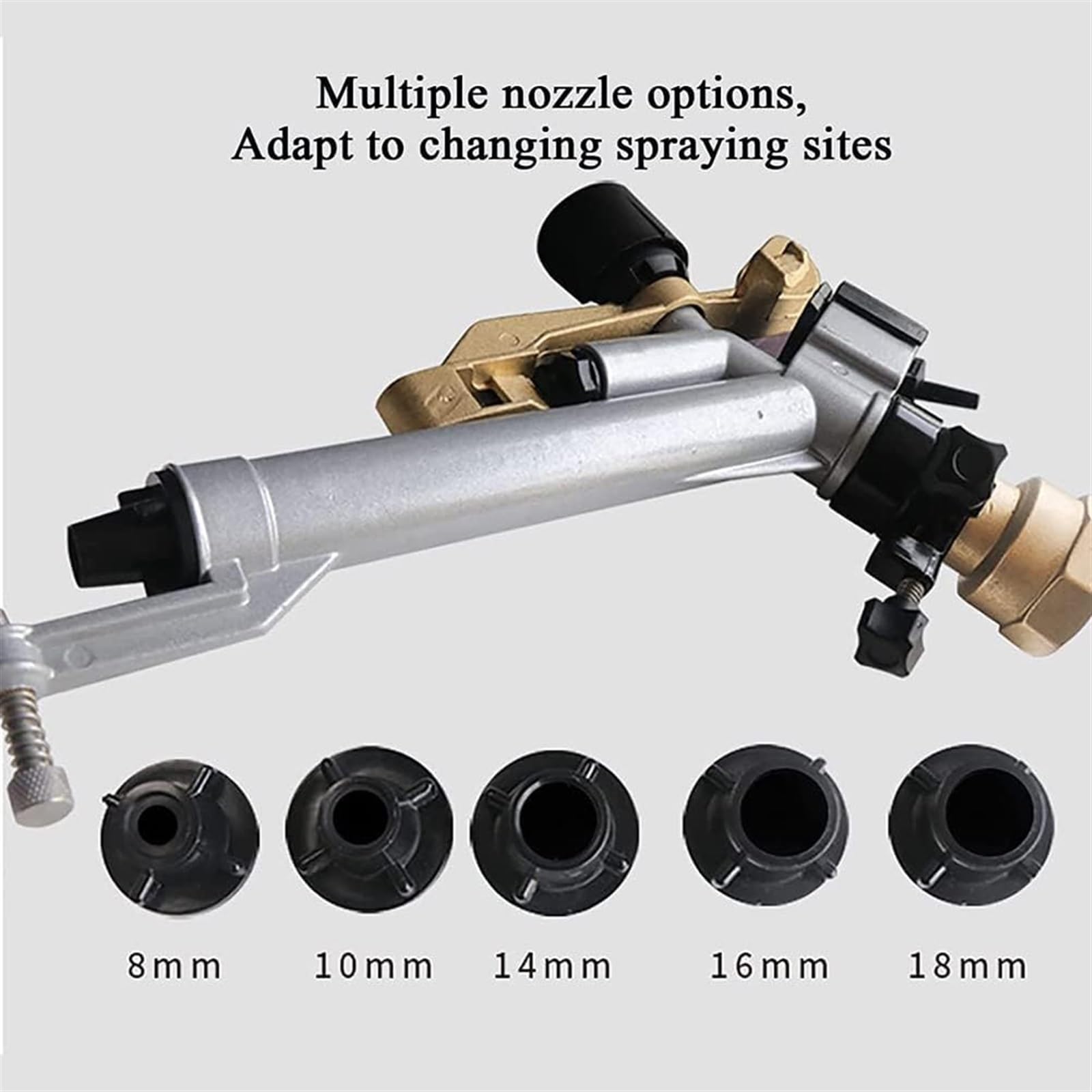 Irrigatore da giardino con ugello di ricambio, pistola a spruzzo per irrigazione da 3,8 cm, regolabile a 360°, per fattorie, frutteti, giardini da tè, portata d'acqua 19-29 m