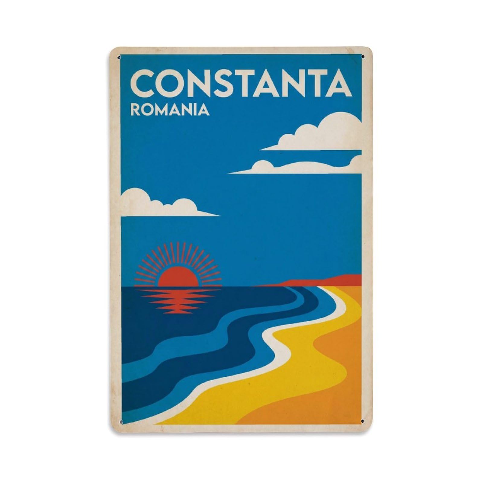 Travel Romania Constanta Retro Metal Tin Sign Plaque Wall Decor for Cafe, Club Bar, Office, Garden Metal Poster 8x12Inch