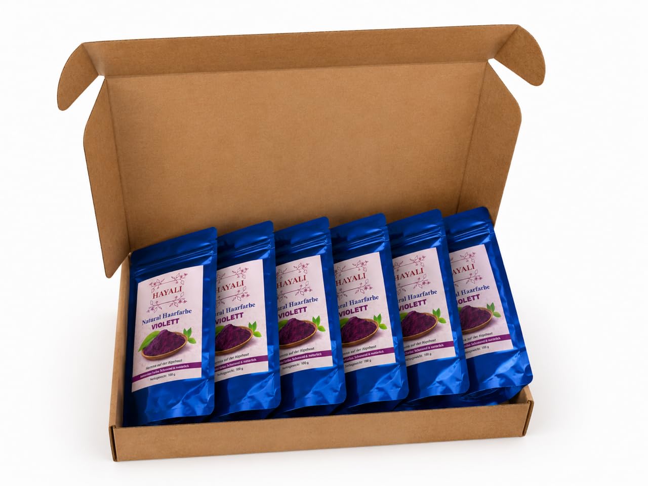 HAYALI Haarfarbe Violett, 6 × 100 g – 6 Packungen zum Preis von 5 حناء طبيعية