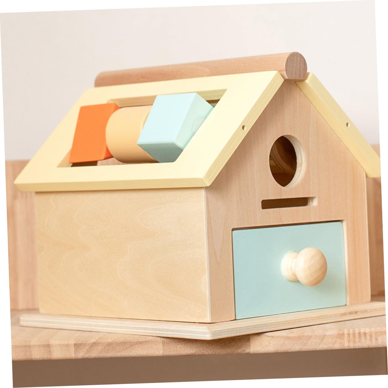 BESTonZON Caja de Monedas y Bolas de Madera para Niños, 1 Juego | Formación Temprana, Coordinación Ojo-mano y Pensamiento Lógico, Uso Seguro, Formato Compacto