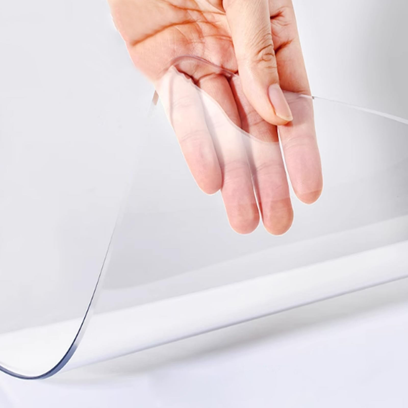 PVC Clear Table Protector 3mm PVC Clear Table Cover Protector Transparent Water proof Wipeable Multiple Sizes(150x150cm/59x59in)