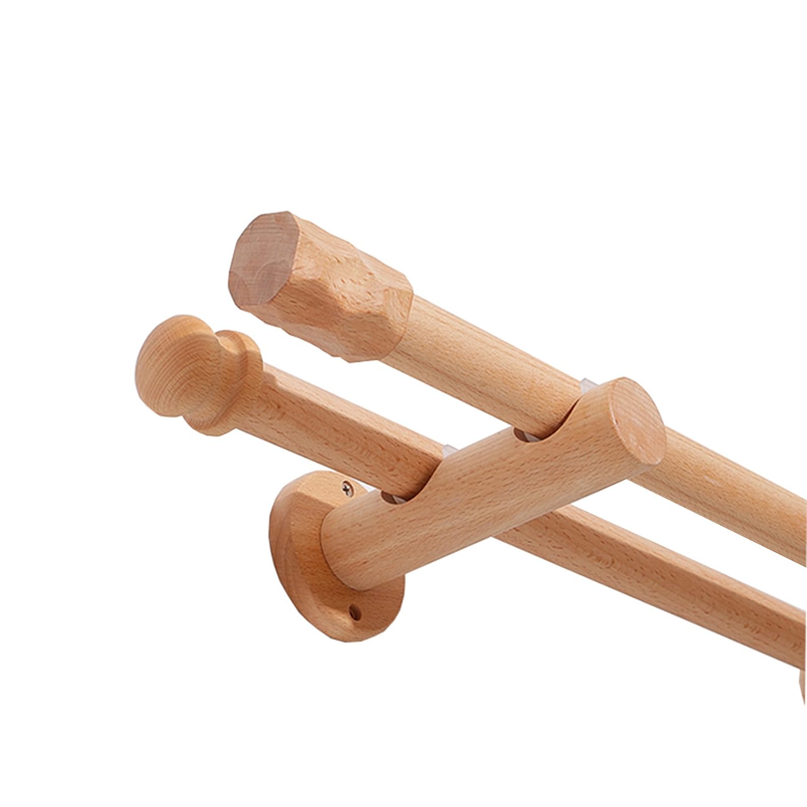 Teles B Tringle à rideaux réglable en bois double usage simple et double avec anneaux de suspension et supports pour une installation facile, parfaite pour la décoration de la maison 260 cm