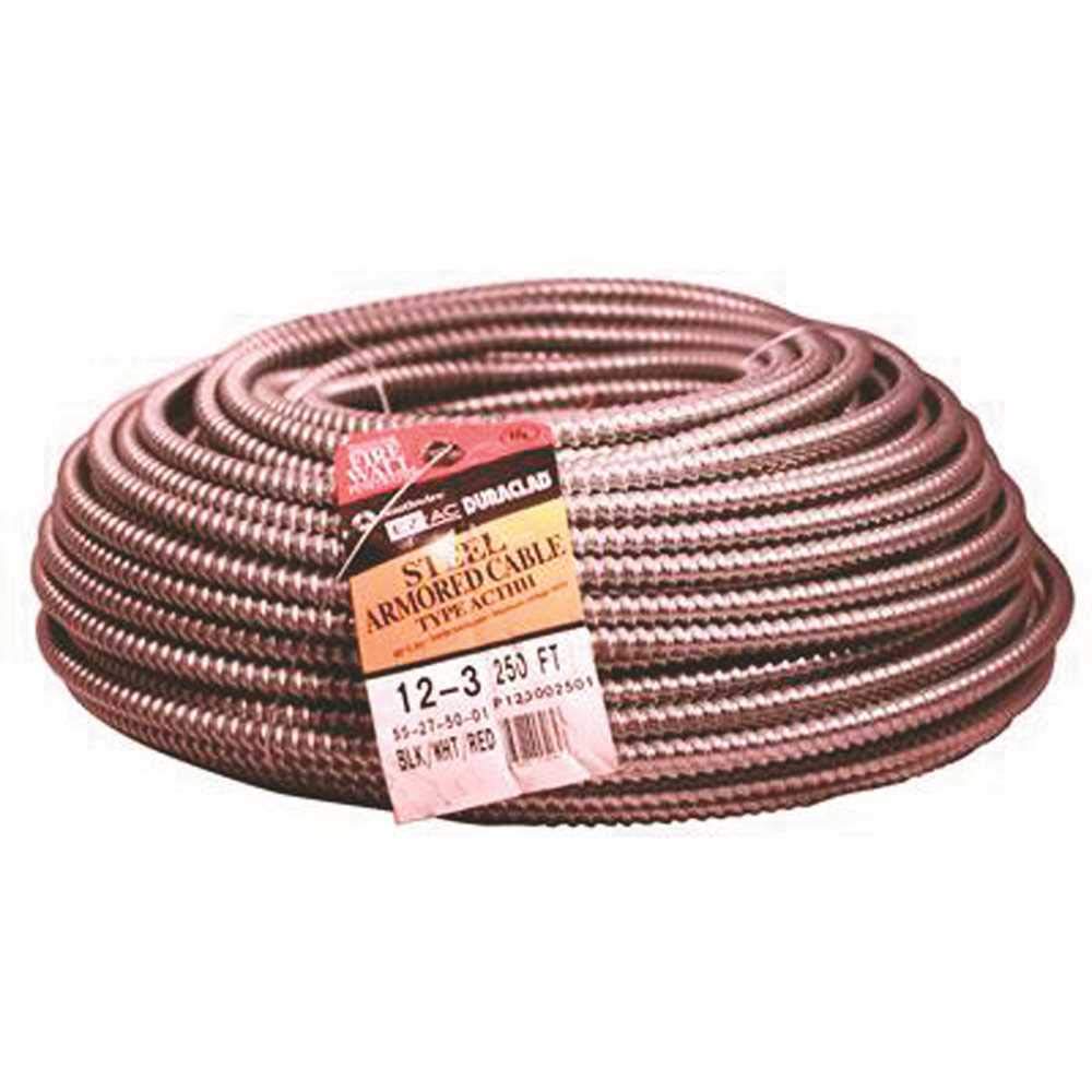 Southwire 55275001 Duraclad Type Ac Lightweight Steel Armored Cable, 12/3, 600 Volts, 250 Ft. Coil