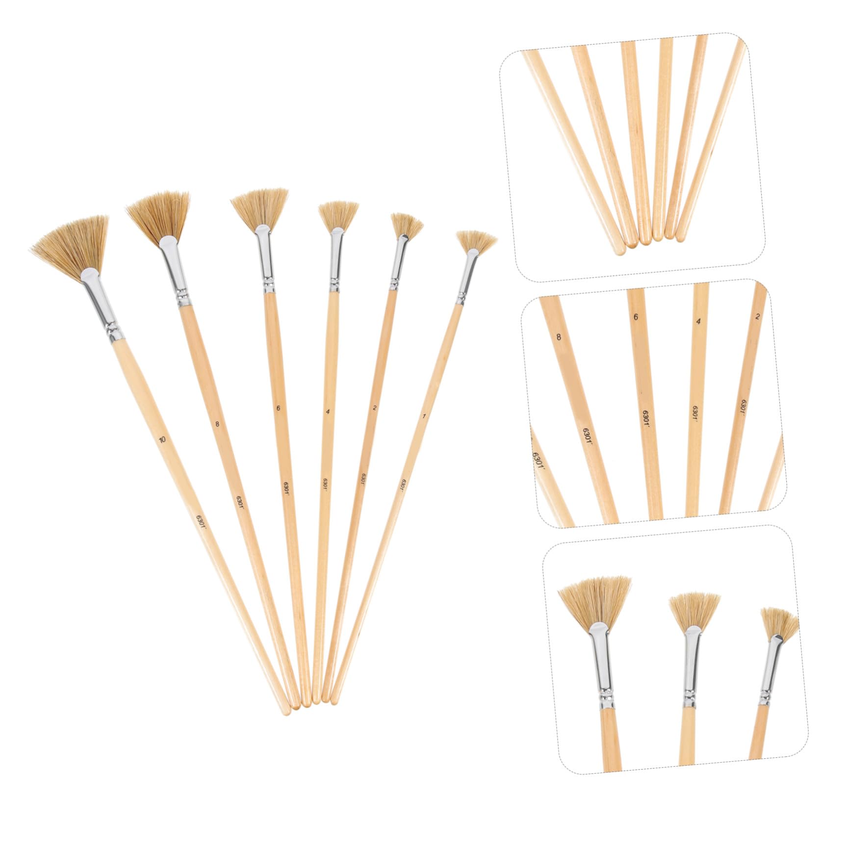 jojofuny 3 Ensembles Pinceaux Éventail Brosse À Peinture Ergonomique pour Aquarelle Et Huile Facile À Nettoyer Convient Aux Artistes Et Étudiants 6 Pièces * 3