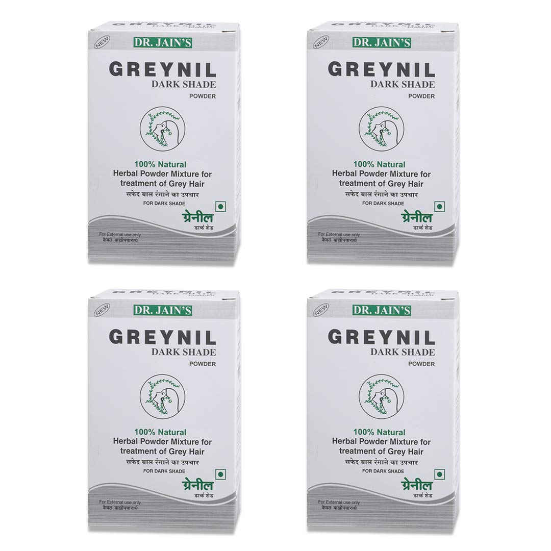 DR. JAIN'S Greynil Dark Shade Herbal Hair Colour Powder Pack of 4, 100g