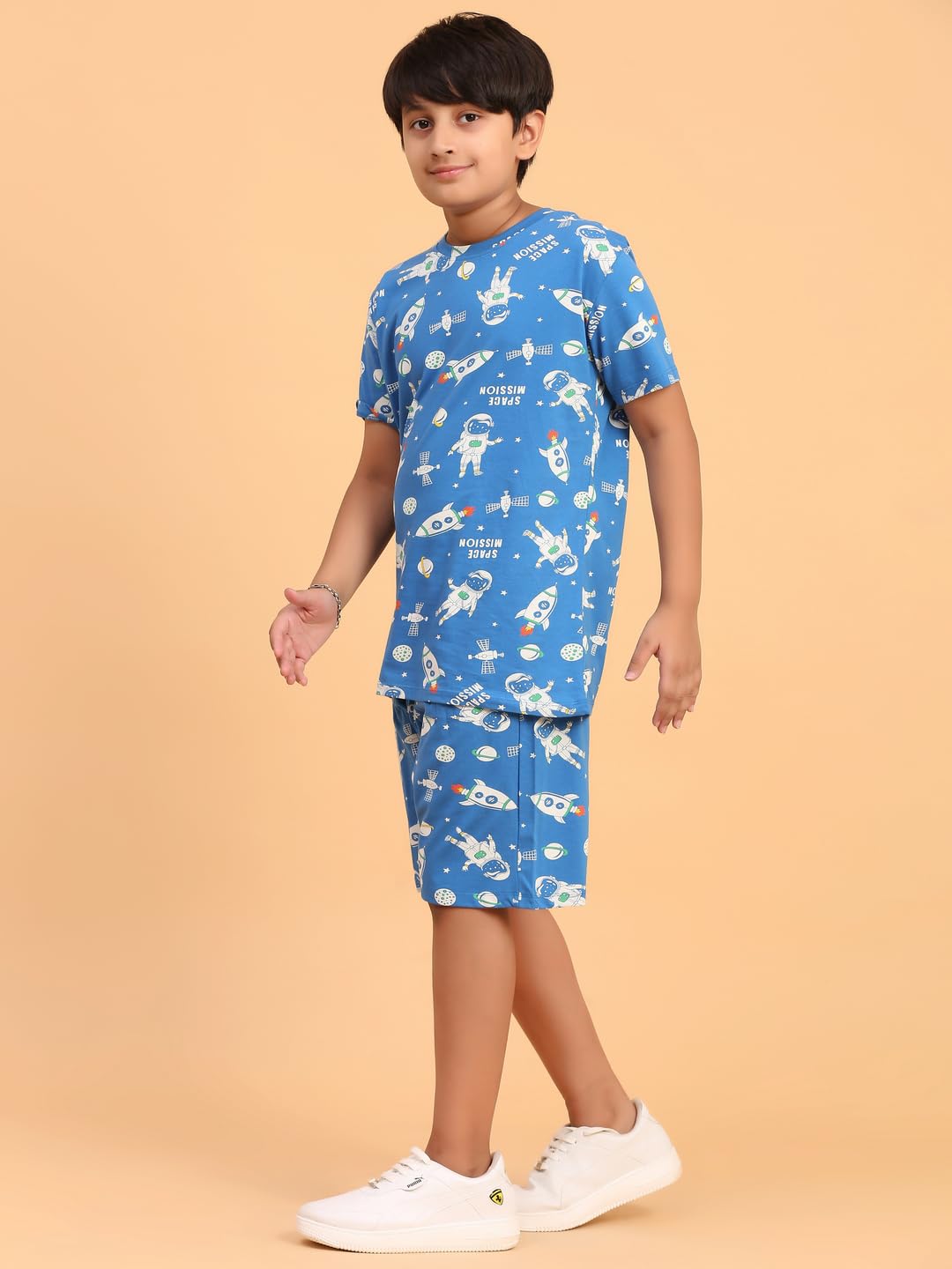 Ninos Dreams Boys Cotton T-Shirt & Shorts Coord Set (12-14 Years, Royal Blue) - Image 5 thumbnail