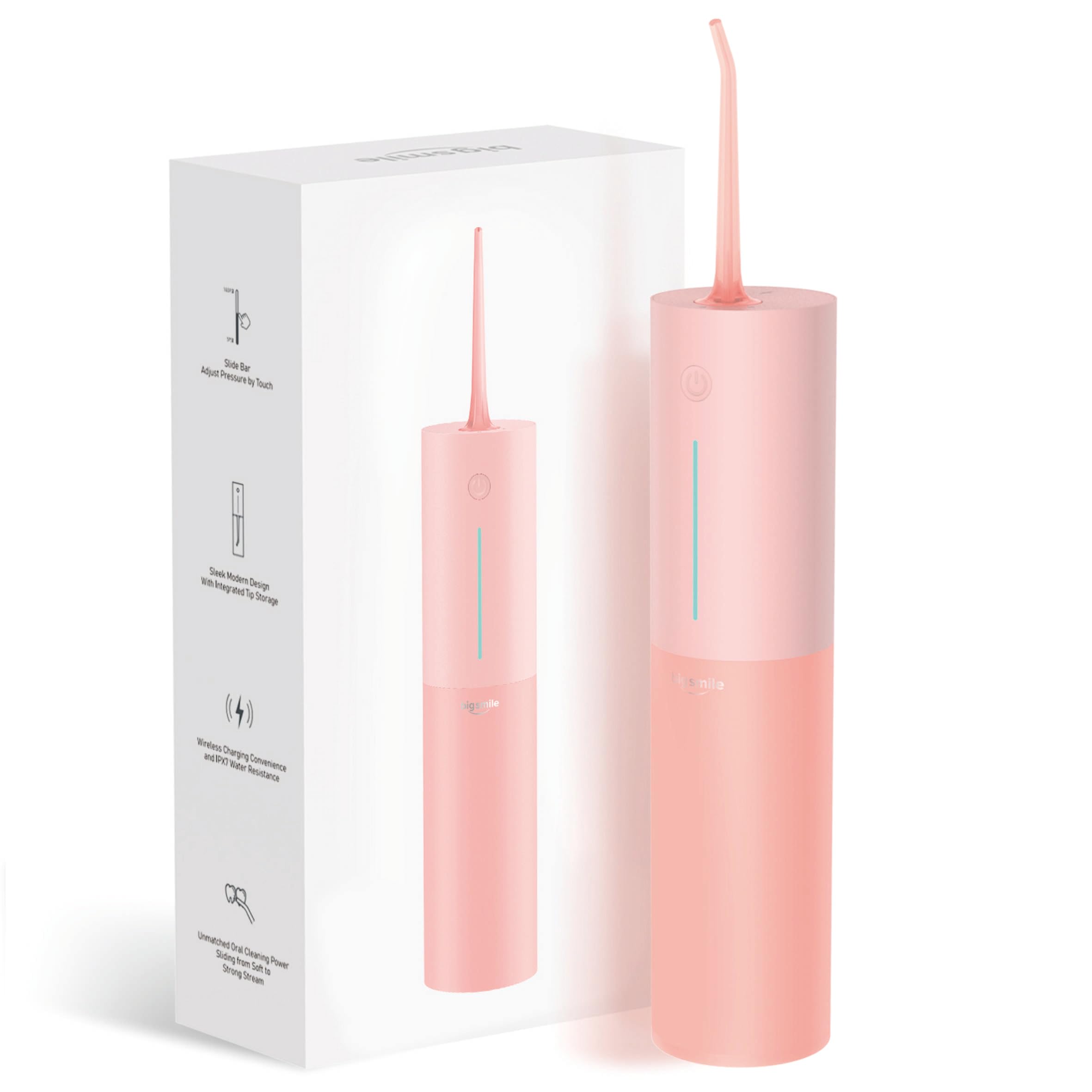 Bigsmile Water Flosser for Teeth Electric Oral Irrigator, Cordless Water Flosser, USB Rechargeable, IPX7 Waterproof