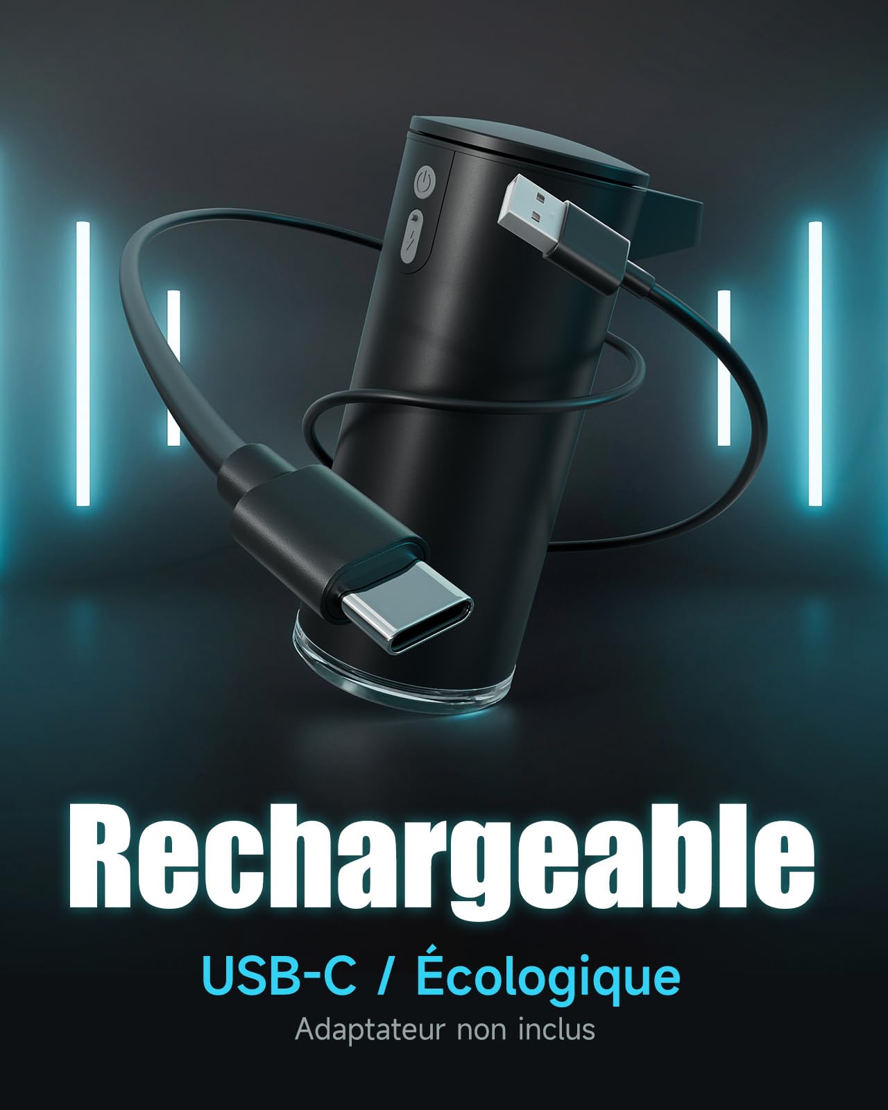 AIKE SensePro Distributeur de Savon Liquide Automatique, Rechargeable USB-C, Acier Inoxydable Noir Mat 380ml
