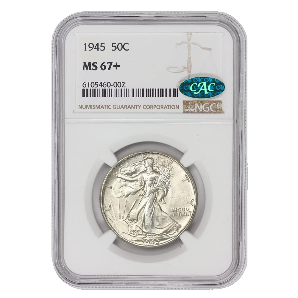 1945 American Silver Walking Liberty Half Dollar MS-67+ $0.50
