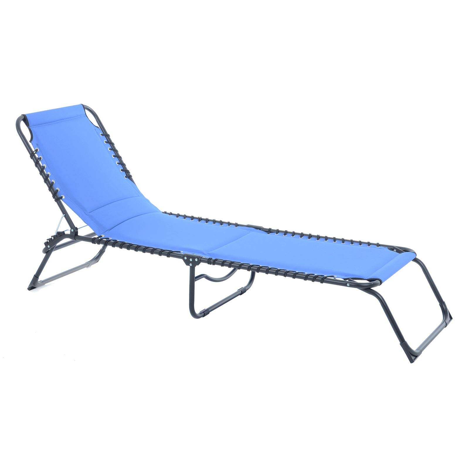 Azuma Sun Lounger Garden Furniture Blue Padded Garden Seat Folding