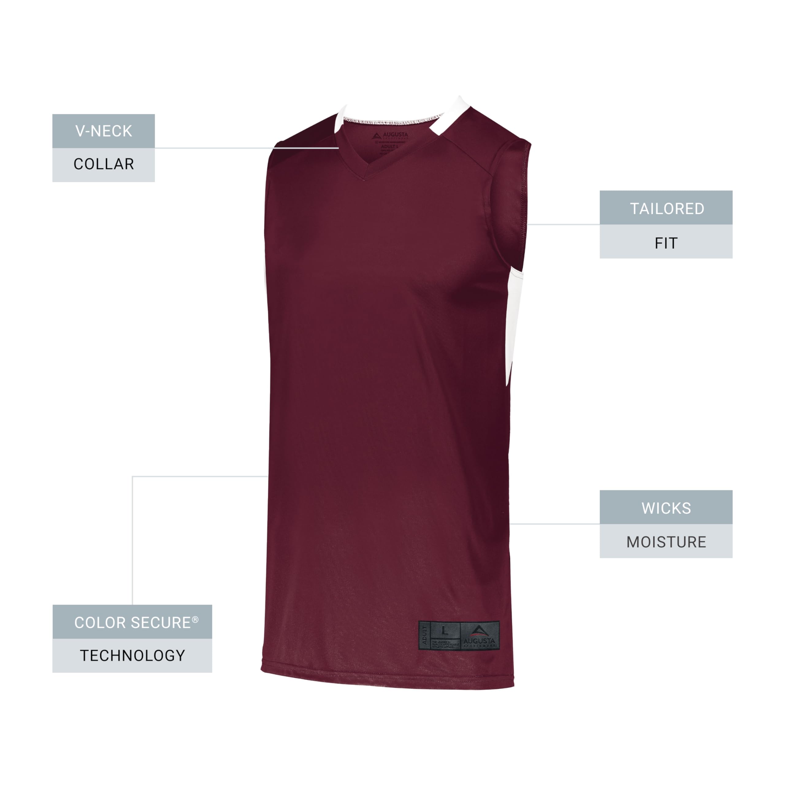 Augusta Sportswear Męska koszulka do koszykówki step-back S bordowa/biała koszula, S