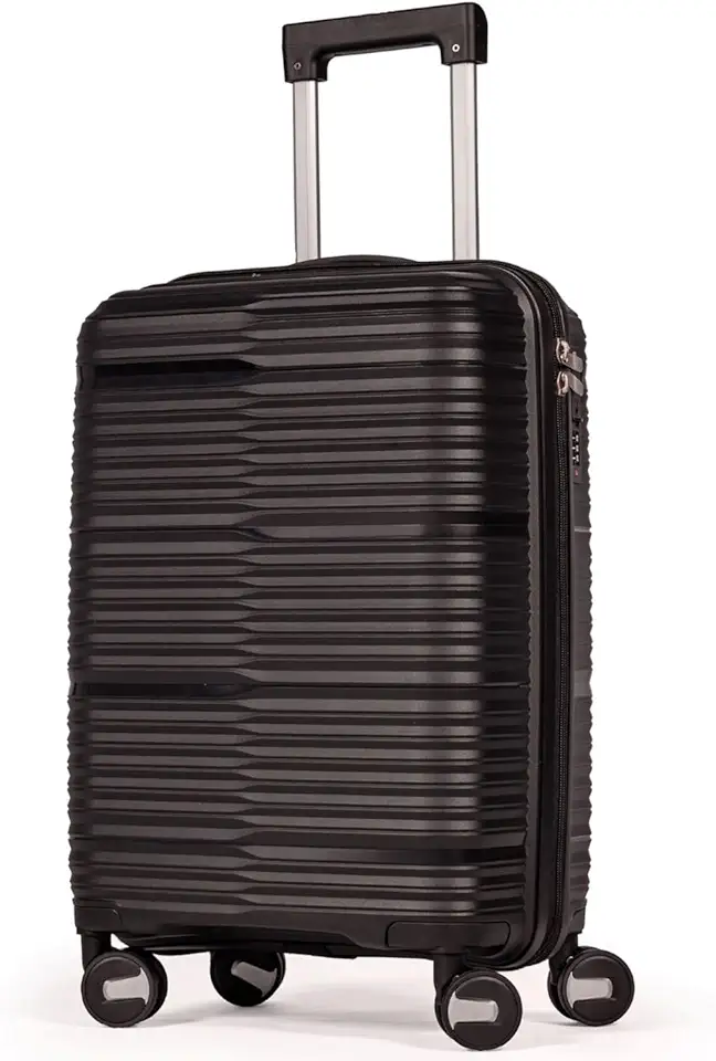 Mala De Bordo 10Kg Polipropileno Medidas 55x35x25 Padrão Anac Mala De Viagem Pequena De Mão 4 Rodas Duplas 360° Cadeado Segredo Zíper Antifurto Rígida Leve (PRETO, PEQUENA)