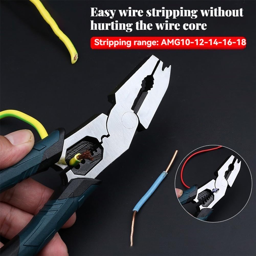 Industrial-Grade Multi-function Cutting Pliers, 9-in-1 Multi-functional Plier Nail Puller/Wire Cutter/Stripper/Crimper, High Leverage Design for DIY, Electrical, Workshop (2Sets)