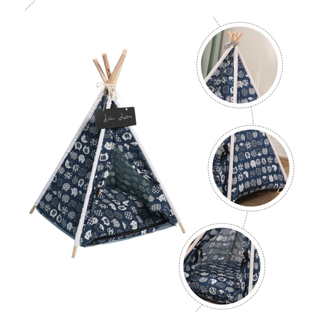 SUPVOX Tente pour Chien Abri Pratique pour Animaux de Compagnie Lavable en Lin avec Structure en Bois Facile à Nettoyer et Protège Lumière Intérieur et Extérieur