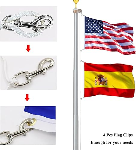 Miniatura 3 de 4 ganchos giratorios de bandera de 3.5 pulgadas, accesorios para asta de bandera, clips de perno de ojo resistentes para correa de mascotas, llavero