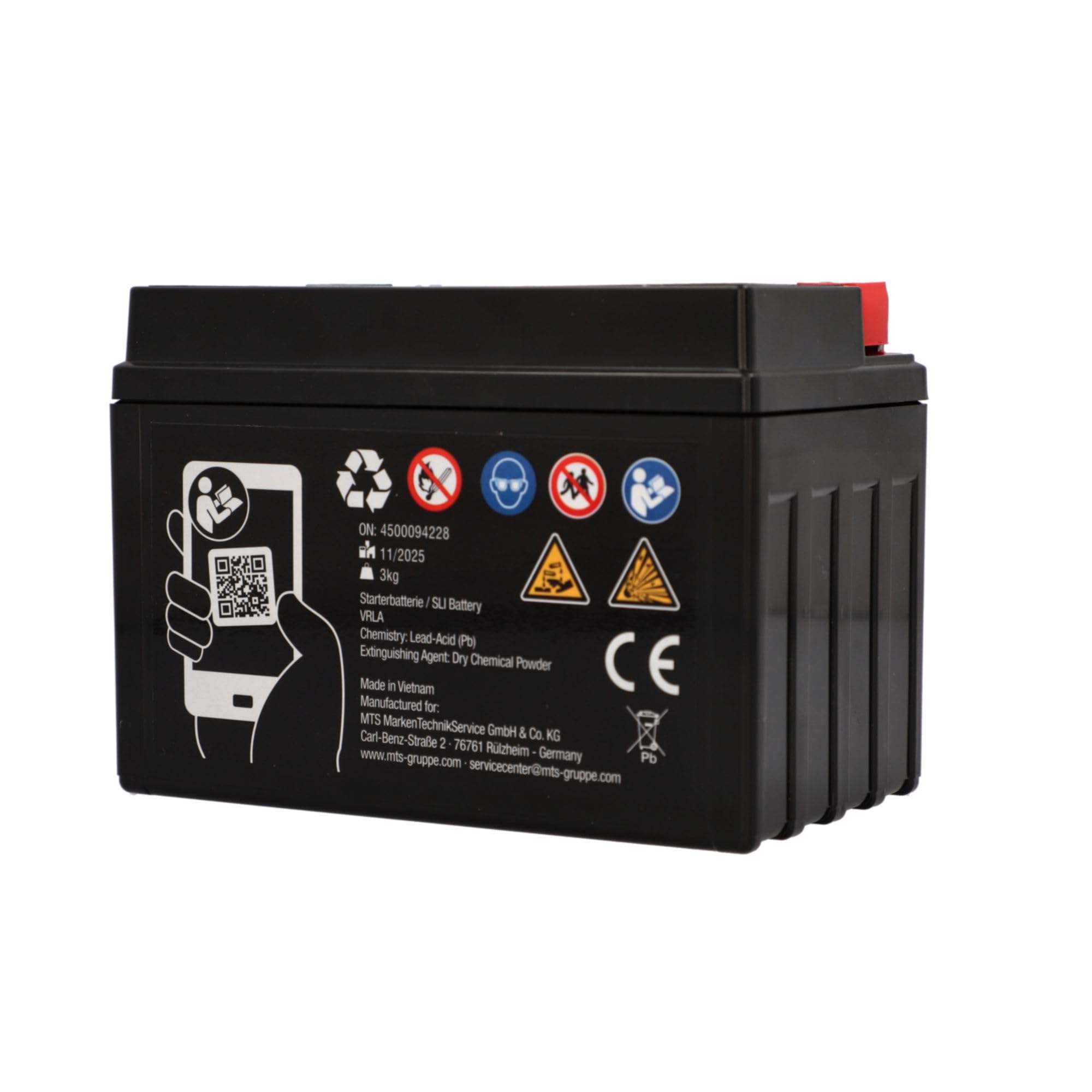CARTEC YTX9A-BS AGM Motorradbatterie 9Ah 170A, wartungsfrei, auslaufsicher, vibrationsfest, hohe Kaltstartleistung, vorgeladen & versiegelt, für Motorrad, Roller, Scooter & Quad
