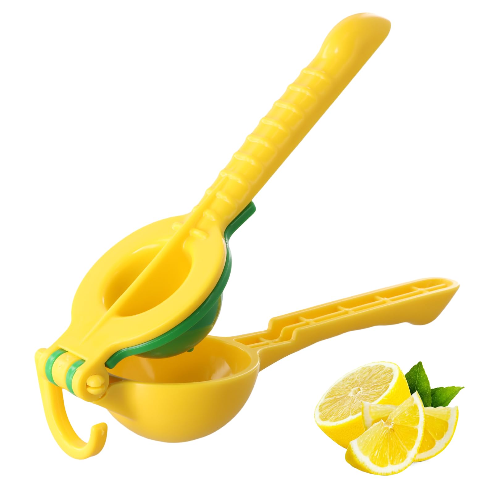Exprimidor manual de limones 2 en 1 de plástico PP, apto para lavavajillas, con gancho para colgar, 25,5 cm
