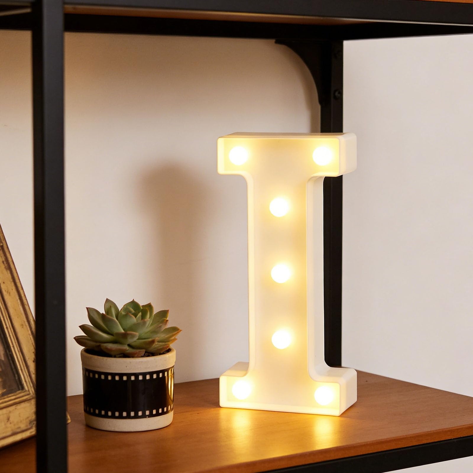 LED Marquee Sign Light Up Letters, Alphabet Light Up Letters Sign, Battery Powered LED Letter Lights for Night Light, Wedding, Birthday, Party, Christmas or Home Decor (Letter I 3.86"x8.86"x1.63")